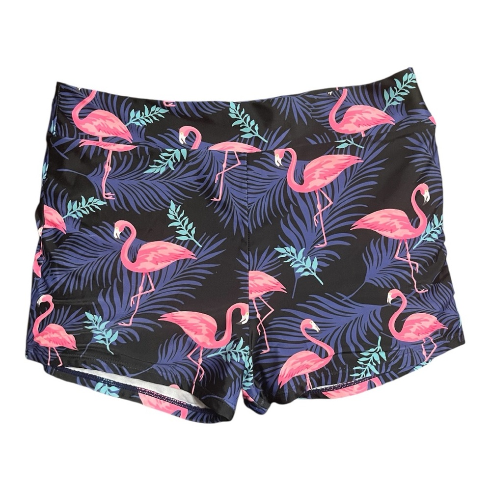 Flamingo Print High Waist Women's Shorts M